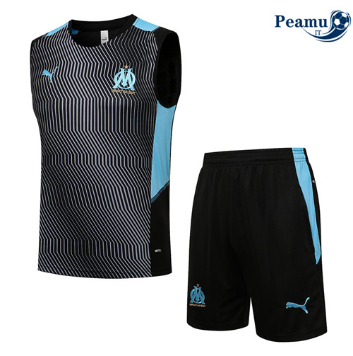 Kit Maglia Formazione Debardeur Marsiglia + Pantaloni Grigio 2022-2023