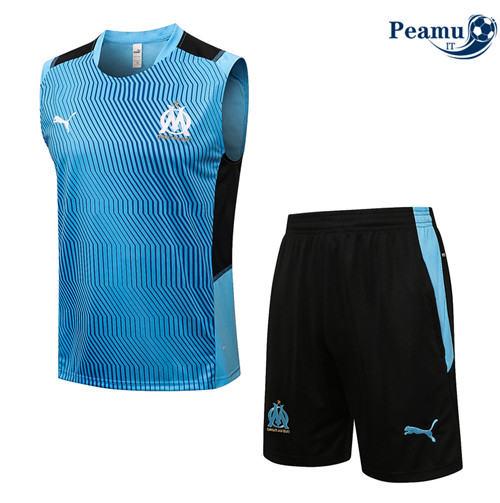 Kit Maglia Formazione Debardeur Marsiglia + Pantaloni Azzurro Rosso 2022-2023