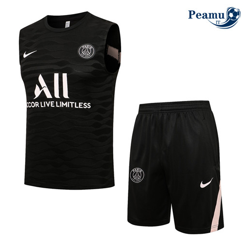 Kit Maglia Formazione PSG Debardeur + Pantaloni Nero 2022-2023
