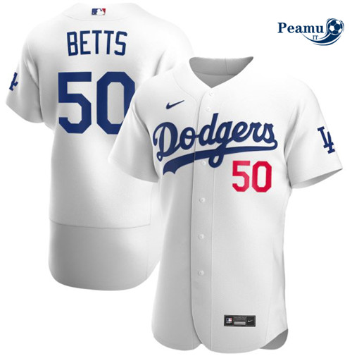 Peamu Maglia Calcio Mookie Betts, Los Angeles Dodgers - White