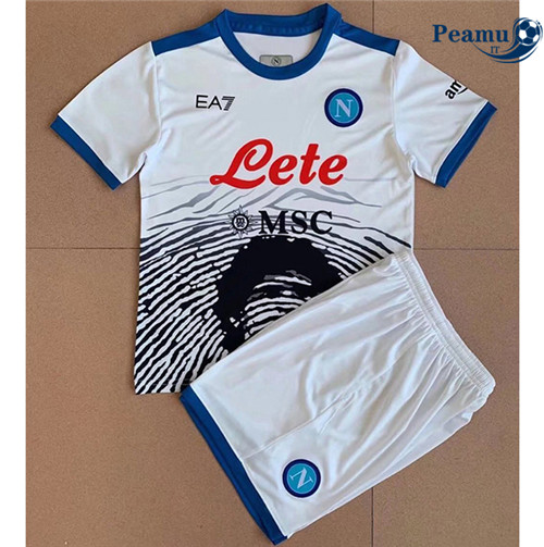 Maglia Calcio Napoli Maradona Bambino Blanc 2021-2022