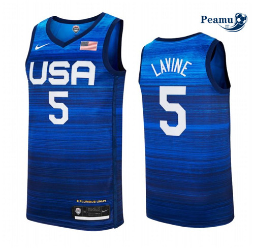 Peamu Maglia Calcio Zach LaVine, EEUU 2021 JJOO - Blue