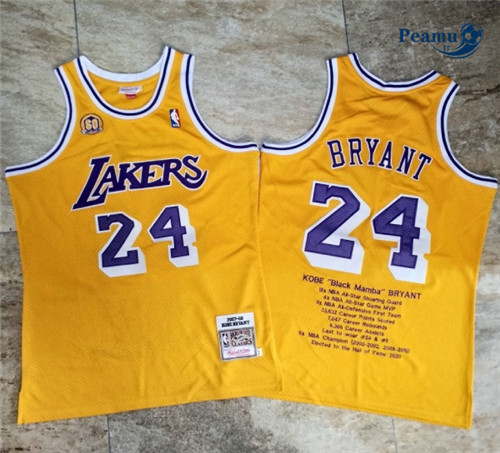 Peamu Maglia Calcio Kobe Bryant, Los Angeles Lakers - Gold Commemorative