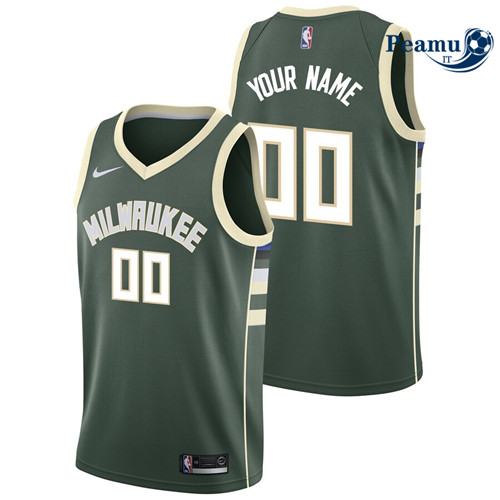 Peamu Maglia Calcio Custom, Milwaukee Bucks - Icon Edition