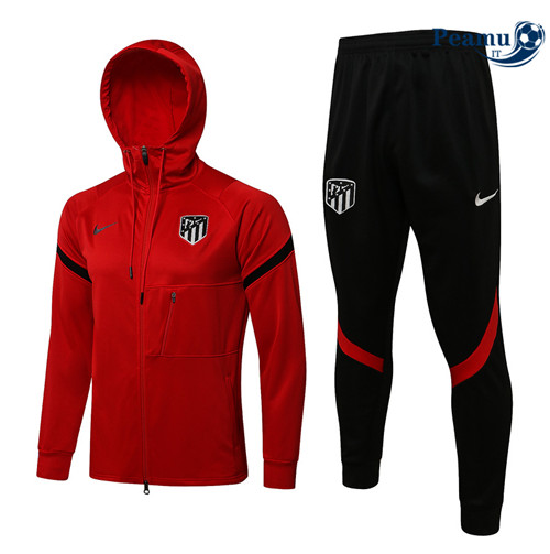Tuta Calcio - Felpa con cappuccio Atletico Madrid Rouge 2022-2023