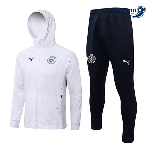 Tuta Calcio - Felpa con cappuccio Manchester City Bianco 2022-2023