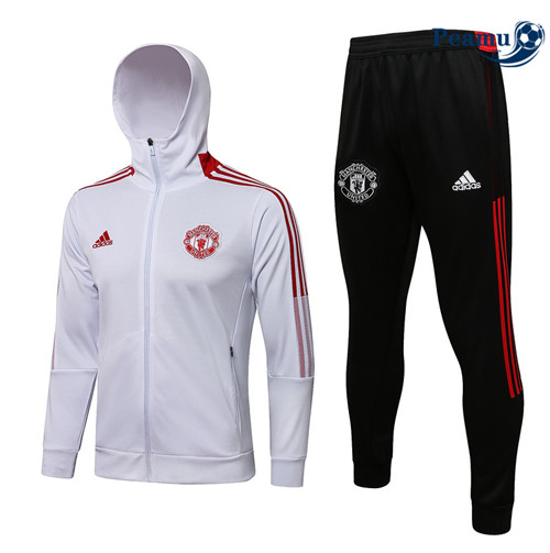Tuta Calcio - Felpa con cappuccio Manchester United Blanc/Rouge 2022-2023