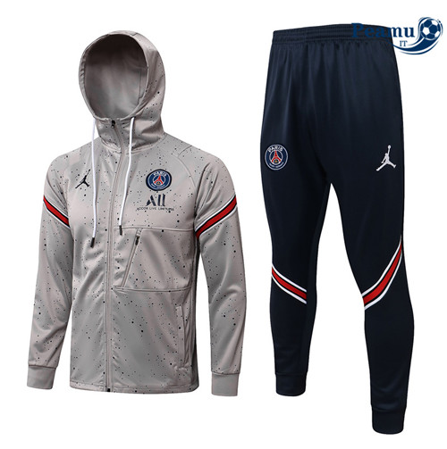 Tuta Calcio - Felpa con cappuccio Jordan PSG Grigio chiaro 2022-2023
