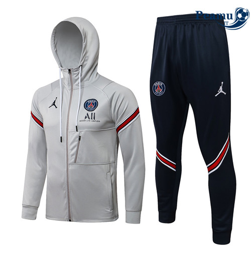 Tuta Calcio - Felpa con cappuccio Jordan PSG gris clair 2022-2023