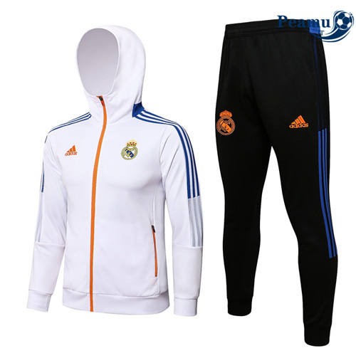 Tuta Calcio - Felpa con cappuccio Real Madrid Blanc 2022-2023