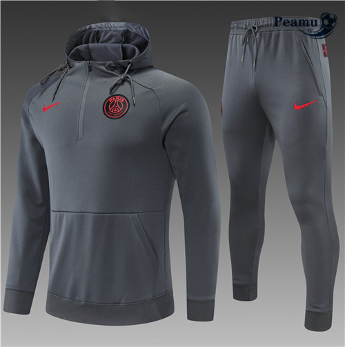 Tuta Calcio - Felpa con cappuccio Bambino Paris PSG Grigio 2022-2023 pit064