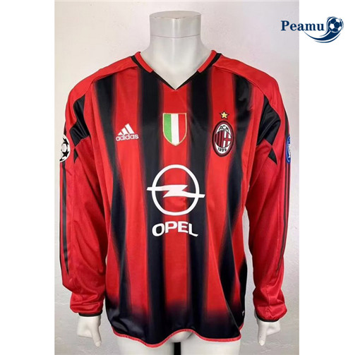 peamu Maglia Calcio Classico Maglie AC Milan Prima Manica lunga 2004-2005 PA2226