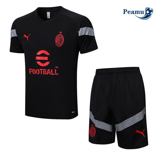 peamu Maglia Calcio Kit Maglia Formazione AC Milan + Pantaloncini Nero 2022-2023 PA2596