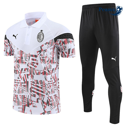peamu Maglia Calcio Kit Maglia Formazione AC Milan + Pantaloni Bianco 2022-2023 PA2597