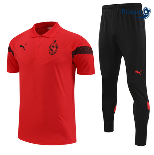 peamu Maglia Calcio Kit Maglia Formazione AC Milan + Pantaloni Rosso 2022-2023 PA2599