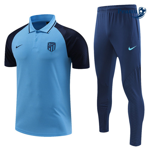 peamu Maglia Calcio Kit Maglia Formazione Atletico Madrid Polo + Pantaloni Blu 2022-2023 PA2452