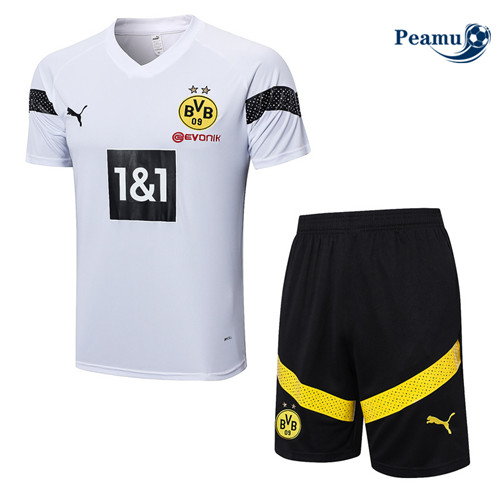 peamu Maglia Calcio Kit Maglia Formazione Borussia Dortmund + Pantaloncini Bianco 2022-2023 PA2450