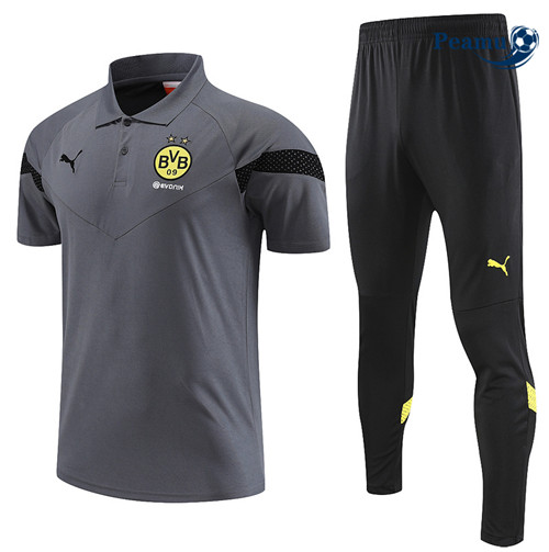 peamu Maglia Calcio Kit Maglia Formazione Borussia Dortmund + Pantaloni Grigio 2022-2023 PA2451