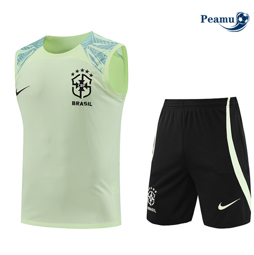 peamu Maglia Calcio Kit Maglia Formazione Brasile Canotta + Pantaloncini Bianco 2022-2023 PA2513