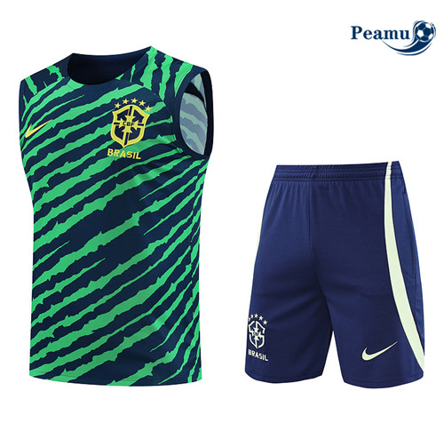 peamu Maglia Calcio Kit Maglia Formazione Brasile Canotta + Pantaloncini vert 2022-2023 PA2515