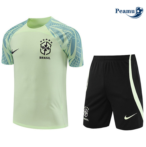 peamu Maglia Calcio Kit Maglia Formazione Brasile + Pantaloncini vert 2022-2023 PA2516