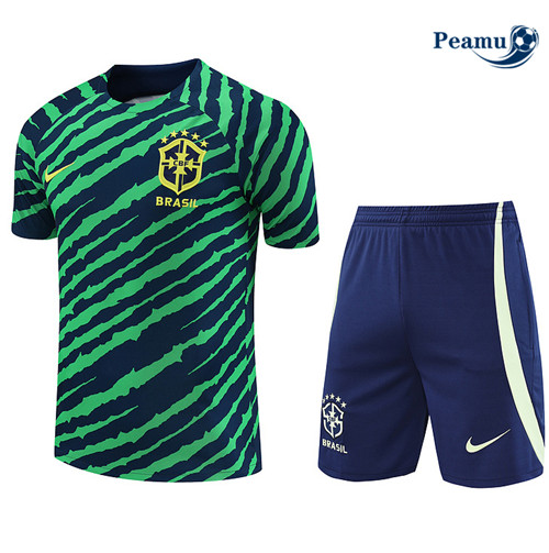 peamu Maglia Calcio Kit Maglia Formazione Brasile + Pantaloncini vert 2022-2023 PA2518