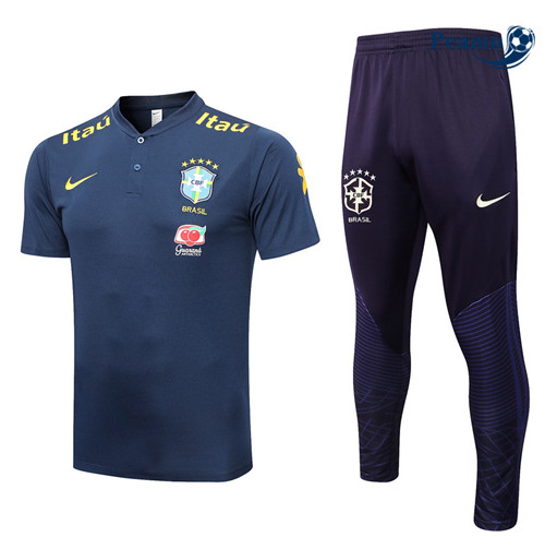 peamu Maglia Calcio Kit Maglia Formazione Brasile + Pantaloni Blu 2022-2023 PA2521