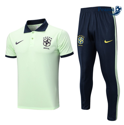 peamu Maglia Calcio Kit Maglia Formazione Brasile Polo + Pantaloni Bianco 2023-2024 PA2524