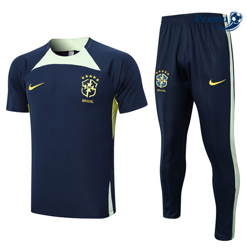 peamu Maglia Calcio Kit Maglia Formazione Brasile + Pantaloni Blu 2023-2024 PA2525