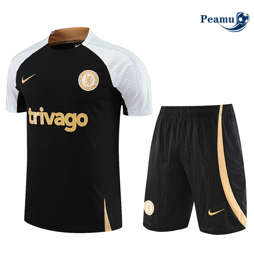 peamu Maglia Calcio Kit Maglia Formazione Chelsea + Pantaloncini Nero 2023-2024 PA2561