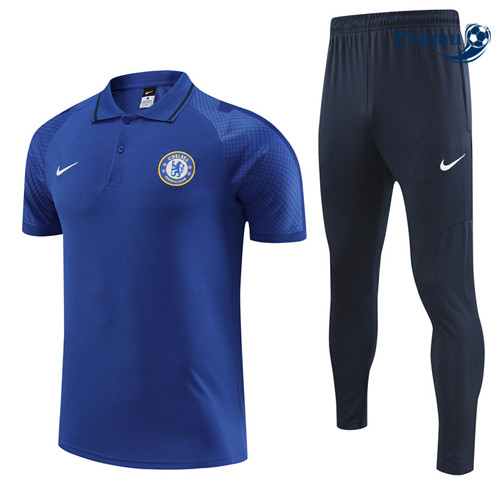 peamu Maglia Calcio Kit Maglia Formazione Chelsea + Pantaloni Blu 2022-2023 PA2564