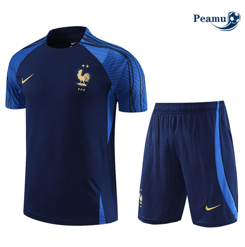 peamu Maglia Calcio Kit Maglia Formazione Francia + Pantaloncini Blu 2023-2024 PA2533