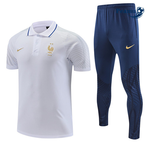 peamu Maglia Calcio Kit Maglia Formazione Francia + Pantaloni Bianco 2022-2023 PA2534