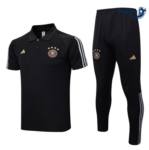 peamu Maglia Calcio Kit Maglia Formazione Germania Polo + Pantaloni Nero 2022-2023 PA2493