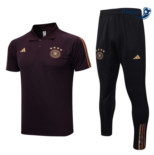 peamu Maglia Calcio Kit Maglia Formazione Germania Polo + Pantaloni brun 2022-2023 PA2495