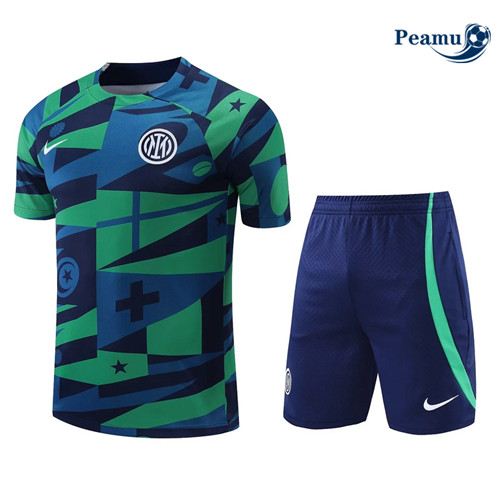 peamu Maglia Calcio Kit Maglia Formazione Inter Milan + Pantaloncini vert 2022-2023 PA2600