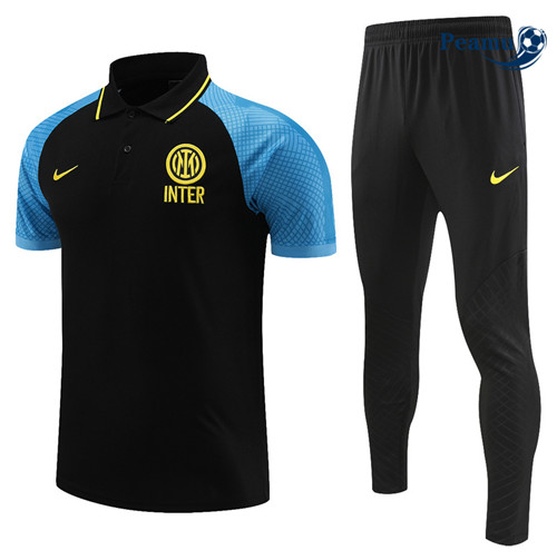 peamu Maglia Calcio Kit Maglia Formazione Inter Milan Polo + Pantaloni Nero 2022-2023 PA2601