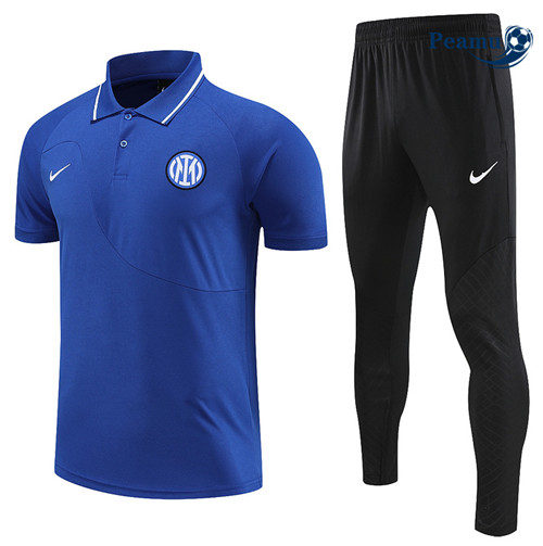 peamu Maglia Calcio Kit Maglia Formazione Inter Milan Polo + Pantaloni Blu 2022-2023 PA2602