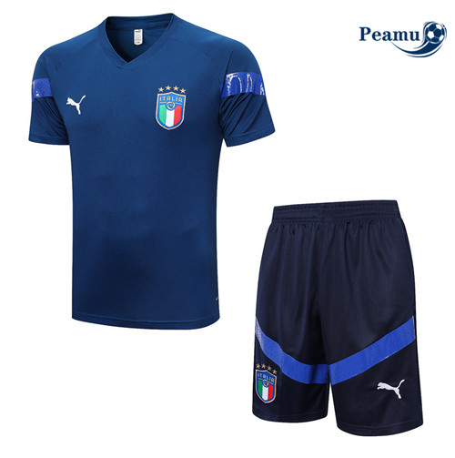 peamu Maglia Calcio Kit Maglia Formazione Italia + Pantaloncini Blu 2022-2023 PA2536