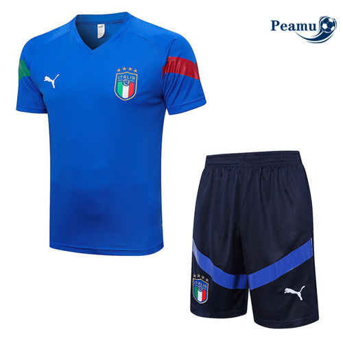peamu Maglia Calcio Kit Maglia Formazione Italia + Pantaloncini Blu 2022-2023 PA2537