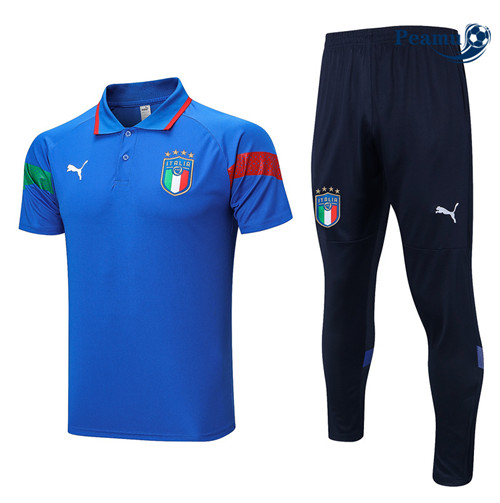 peamu Maglia Calcio Kit Maglia Formazione Italia Polo + Pantaloni Blu 2022-2023 PA2540