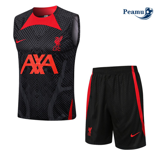 peamu Maglia Calcio Kit Maglia Formazione Liverpool Canotta + Pantaloncini Nero 2022-2023 PA2565