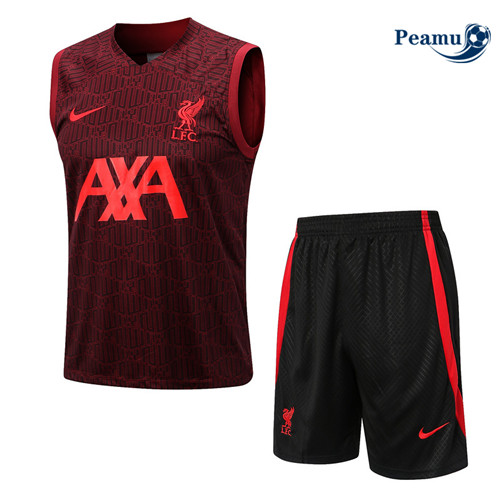 peamu Maglia Calcio Kit Maglia Formazione Liverpool Canotta + Pantaloncini Rosso 2022-2023 PA2566