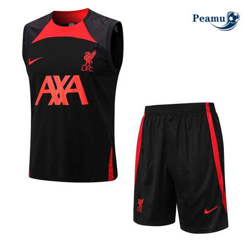 peamu Maglia Calcio Kit Maglia Formazione Liverpool Canotta + Pantaloncini Nero 2022-2023 PA2567