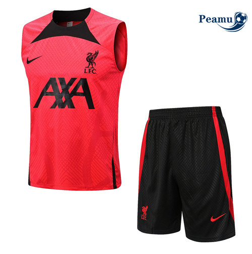 peamu Maglia Calcio Kit Maglia Formazione Liverpool Canotta + Pantaloncini Rosso 2022-2023 PA2568