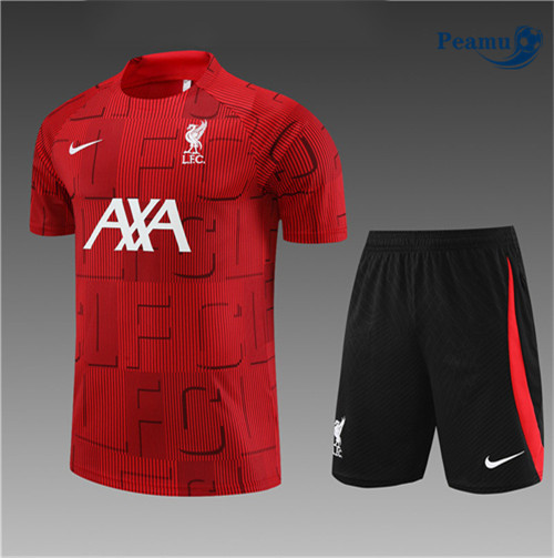 peamu Maglia Calcio Kit Maglia Formazione Liverpool Bambino + Pantaloncini Rosso 2023-2024 PA2570