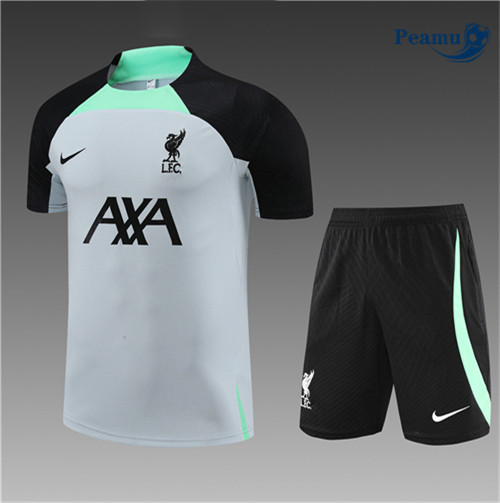 peamu Maglia Calcio Kit Maglia Formazione Liverpool Bambino + Pantaloncini Bianco 2023-2024 PA2571