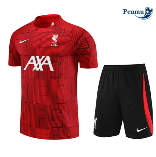 peamu Maglia Calcio Kit Maglia Formazione Liverpool + Pantaloncini Rosso 2023-2024 PA2572