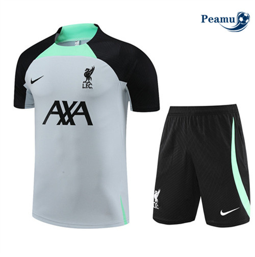 peamu Maglia Calcio Kit Maglia Formazione Liverpool + Pantaloncini Bianco 2023-2024 PA2573