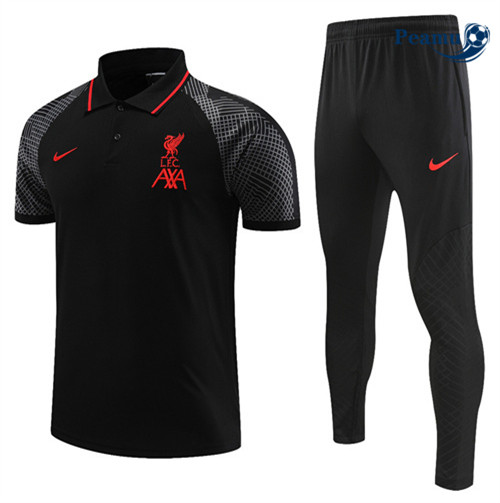 peamu Maglia Calcio Kit Maglia Formazione Liverpool Polo + Pantaloni Nero 2022-2023 PA2574